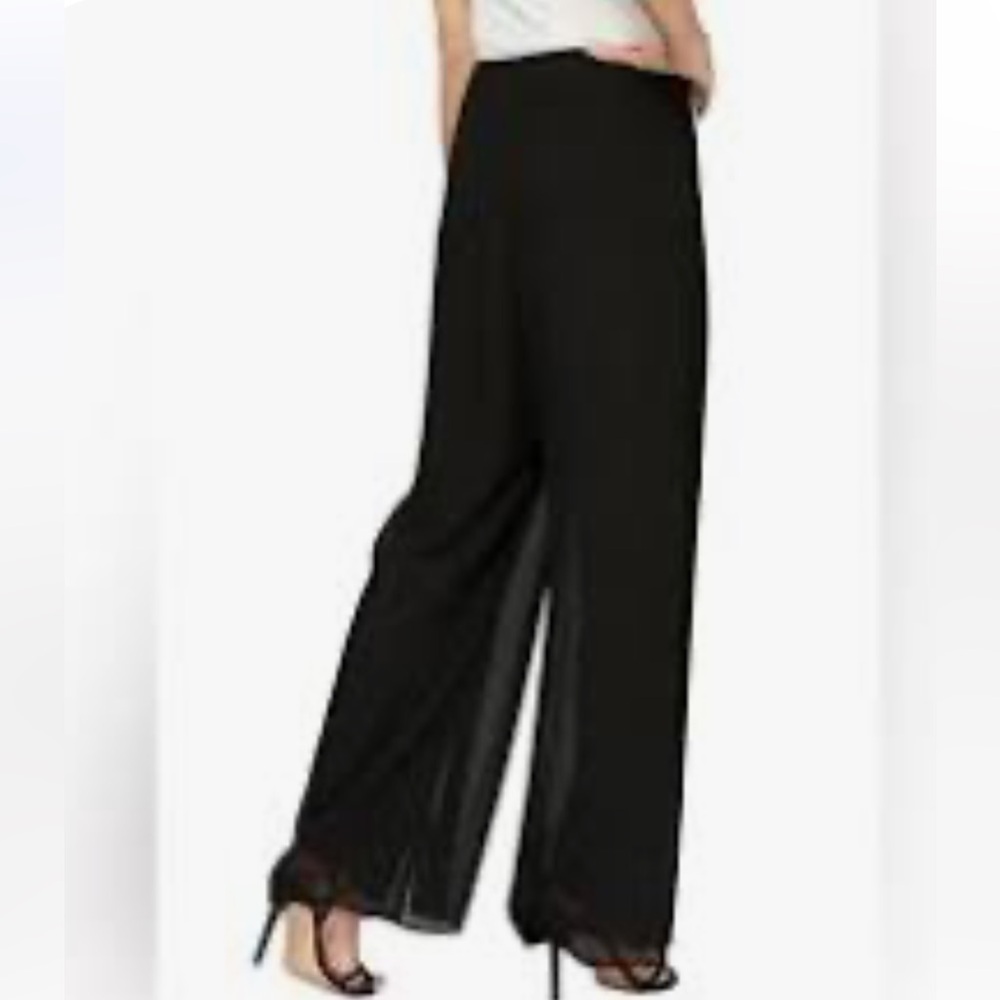 CACHE Elegant Black Women's open long slit wide Leg Pants belted Sz 4